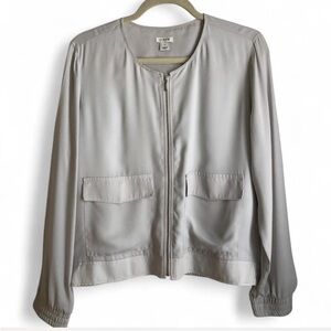 J. Crew Factory Lightwear Grey Neutral Bomber Jacket